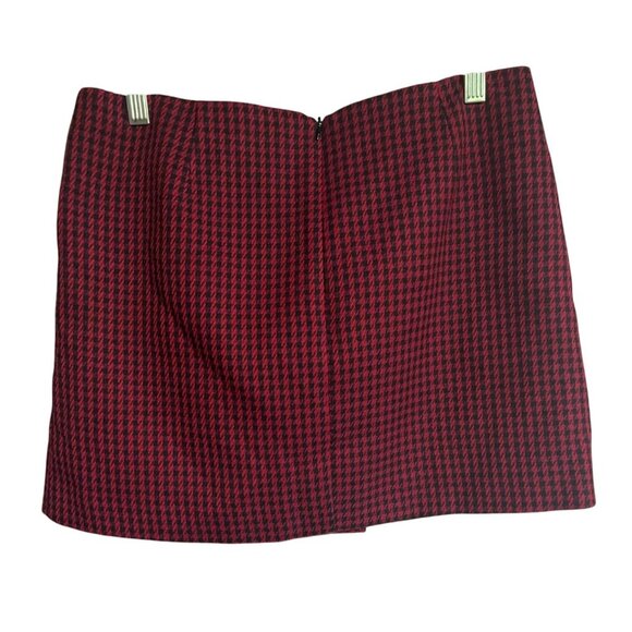 Zara Houndstooth Mini Skirt Red & Black Pattern L Size Made In Turkey - Picture 2 of 5